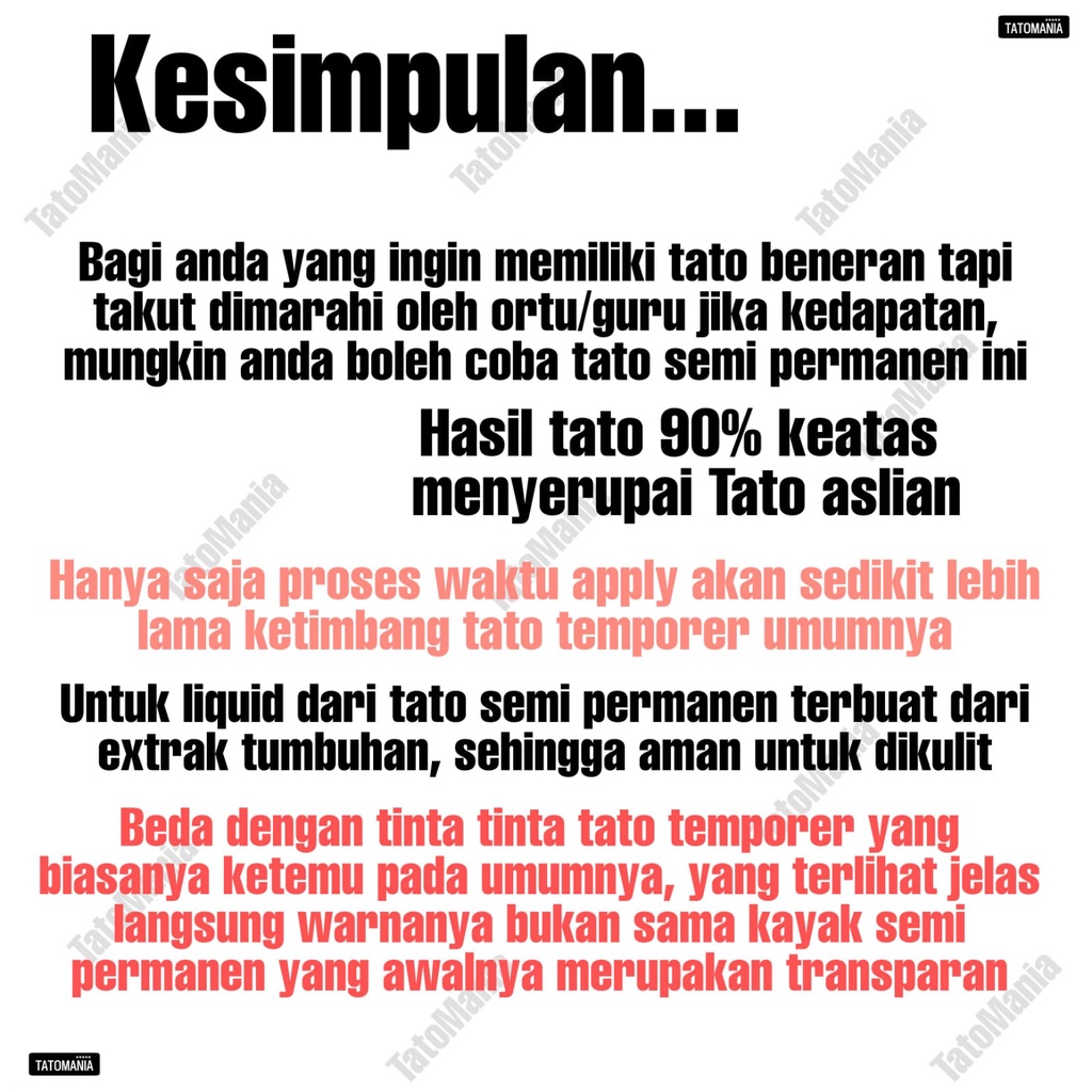 TATOMANIA-GROSIR 7 lembar Tato Temporer Semi Permanen Motif ORIENTAL