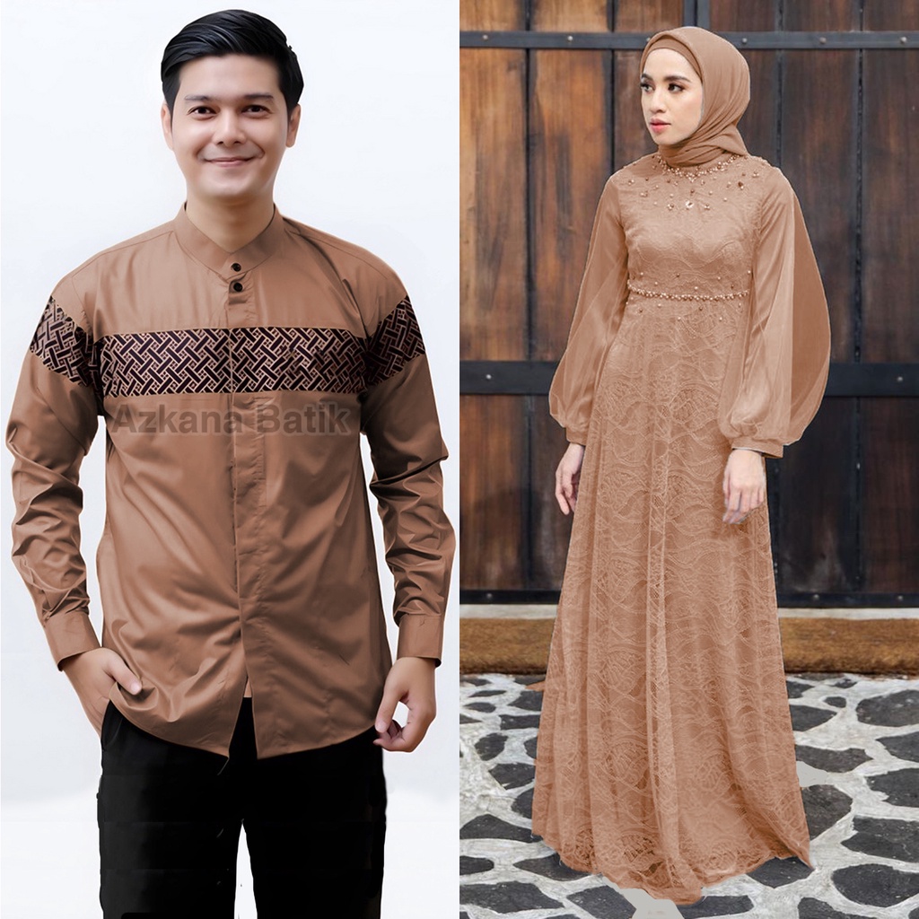 Couple Gamis Muslim Baju Lebaran 2023 Model Terbaru - Baju Pasangan Remaja Kekinian Gamis Koko Kobata -  Couple Baju KOKO Modern Gamis Pesta Gaun Brokat Modern