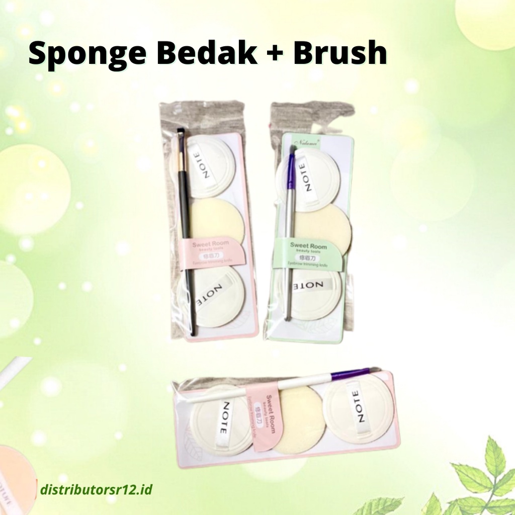 SPONGE MAKEUP / SPONGE BEDAK 3PCS DAN BRUSH