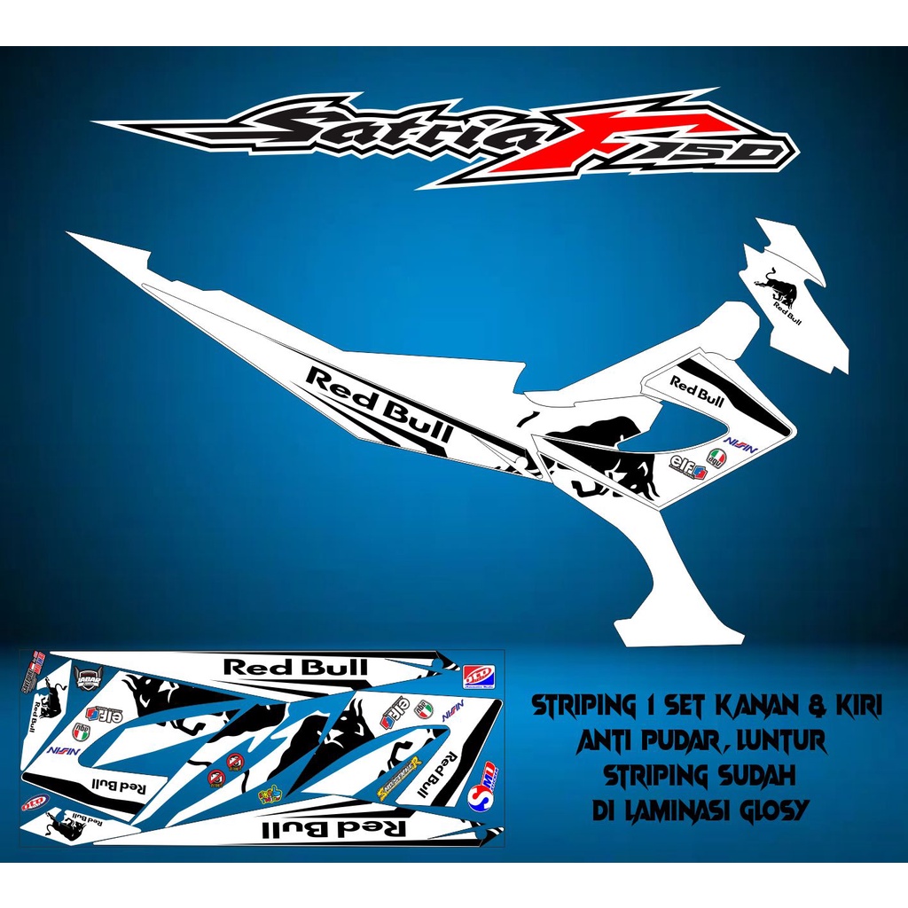 STRIPING VARIASI MOTOR SUZUKI SATRIA FU FACELIFT REDBULL