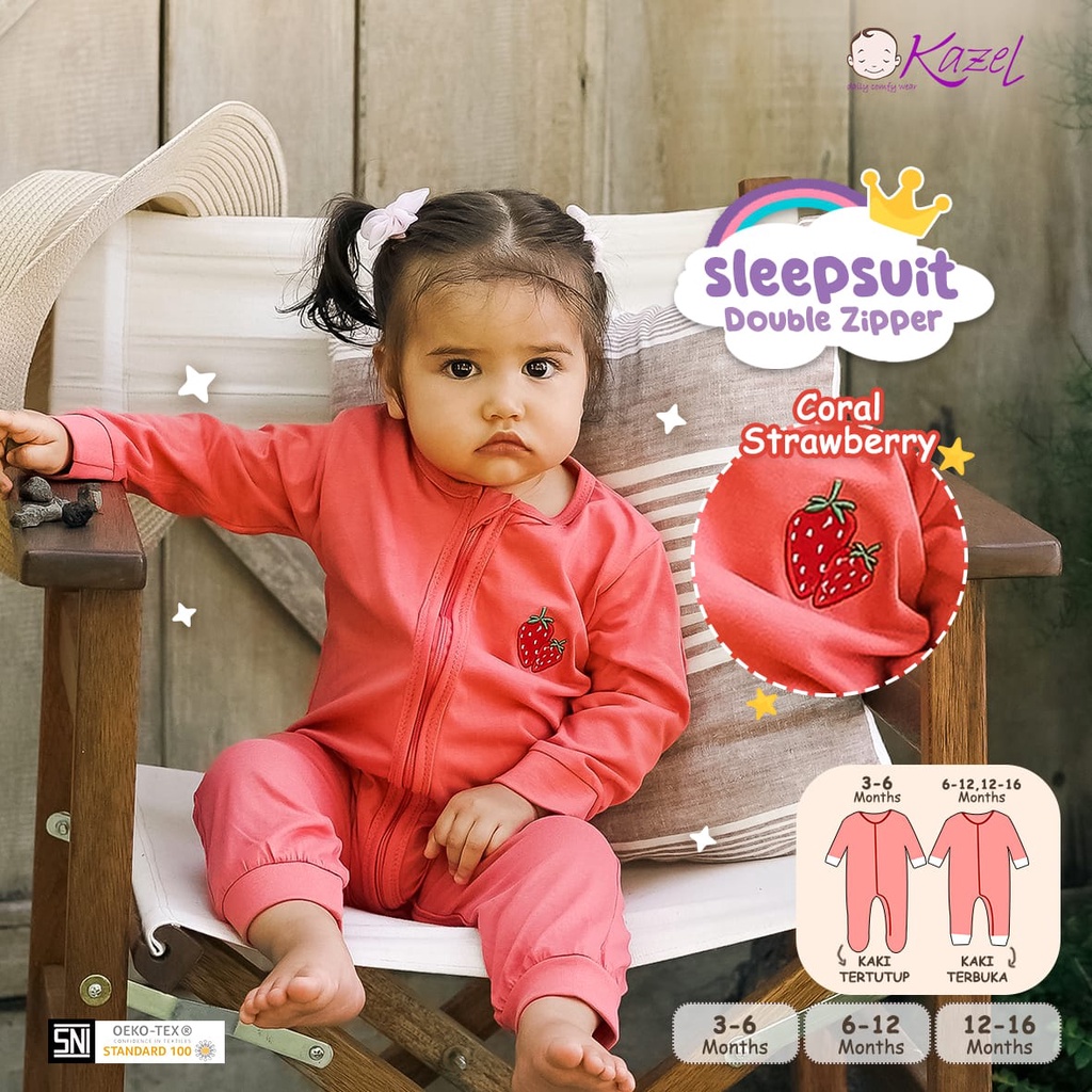 Kazel Sleepsuit Bordir Buka Kaki - Sleepsuit Unisex