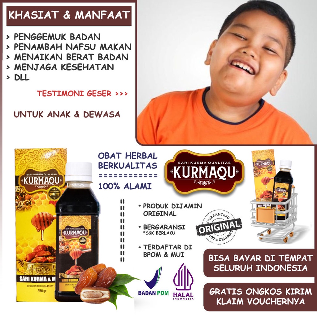 

Penggemuk Badan Herbal Alami Vitamin Penambah Nafsu Makan Biar Lahap Obat Gemuk Penambah Berat Badan Kurus Kering Pipi Tembem Chubby Jamu Gemuk Sehat - Madu Kurmaqu Original Sari Kurma Asli BPOM