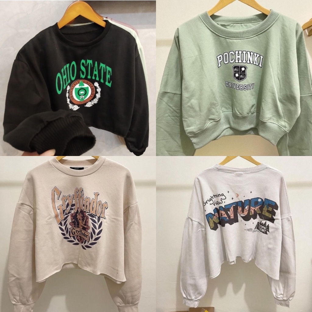 Sweater Aesthetic Crop Lengan Panjang Wanita Korea
