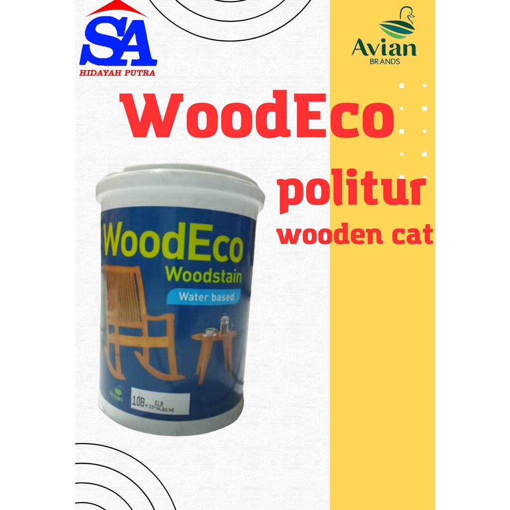 WOODECO WOODSTAINT 0,9 L Pelitur Pengkilat Pernis Vernis Kayu LENKOTE Politur WoodStain Vernis Kayu 