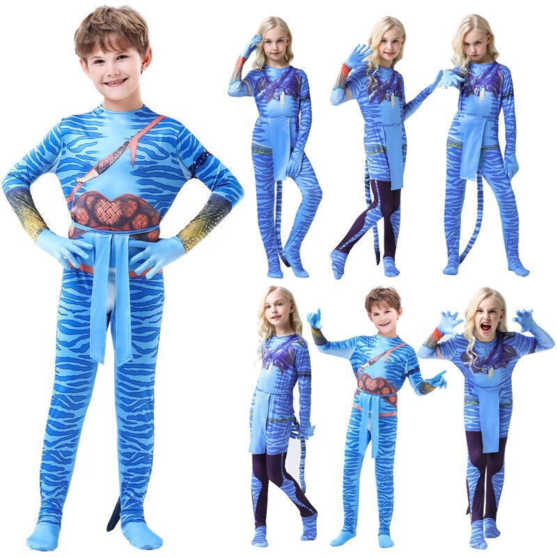 Avatar 2 Cospaly Bodysuit Costumes anak Laki-laki Cosplay Hot Movie Avatar2 Costume Suit Halloween Costume Anime Clothes