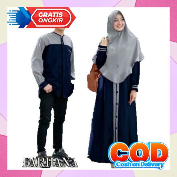 Cod Couple Baju Pasangan Gamis Couple Pasangan Keluarga Terbaru Lebaran Gamis Kapel Suami Istri Set 