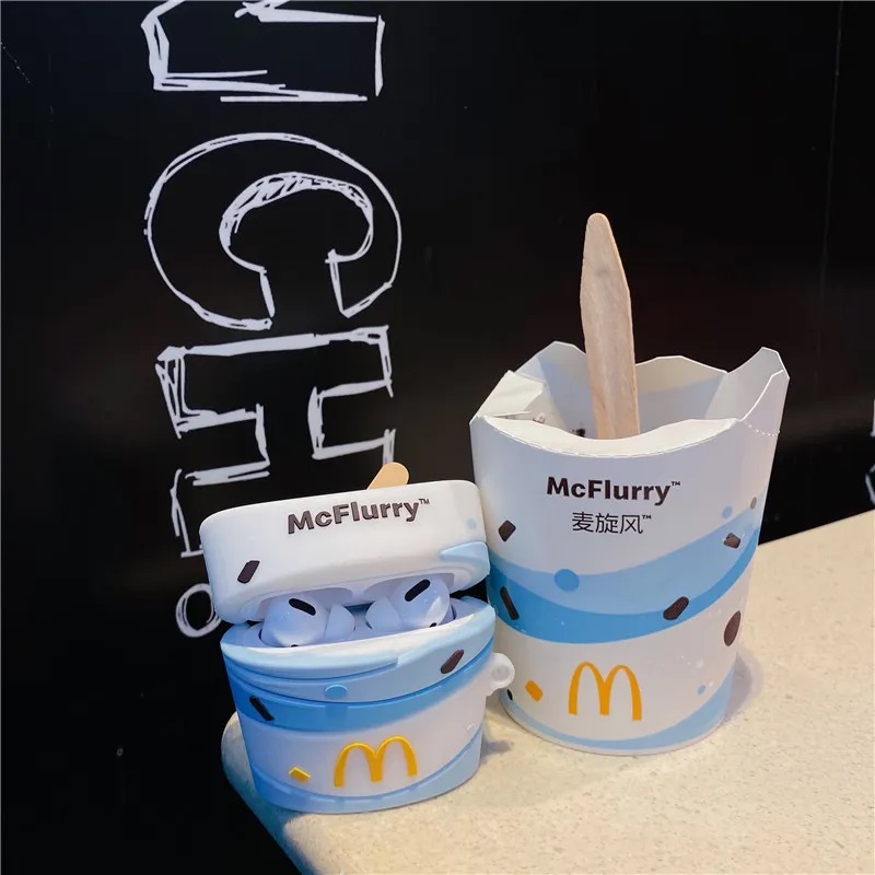 Aksesoris Casing Airpods Airpod Case Gen 1 / 2 Pro McFlurry Mc Flurry Mcd Mcdonald Es Krim Ice Cream