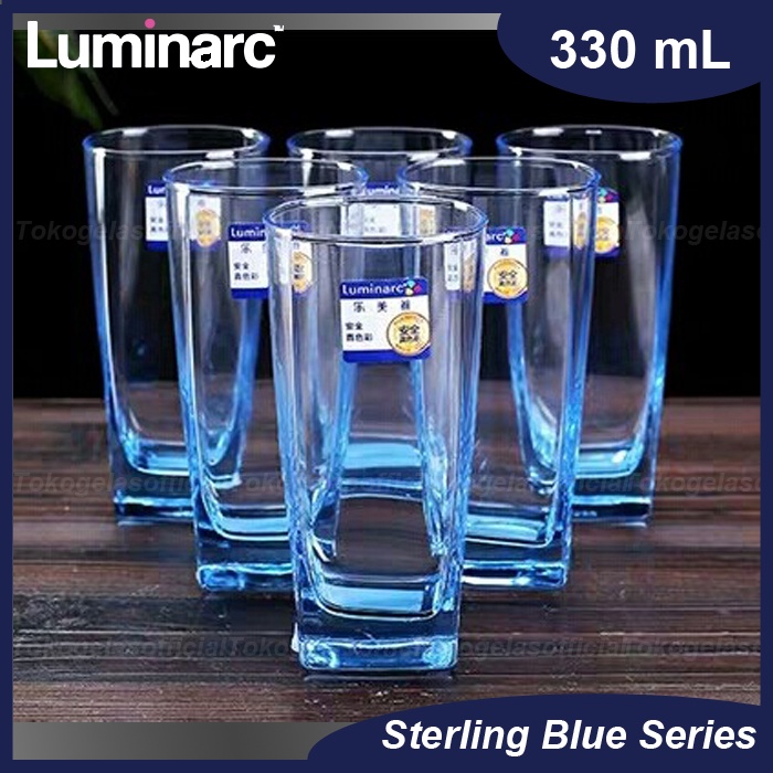 1 SET ISI 6 PCS LUMINARC STERLING BLUE/GELAS LUMINARC/GELAS KACA/GELAS SUSU LUMINARC