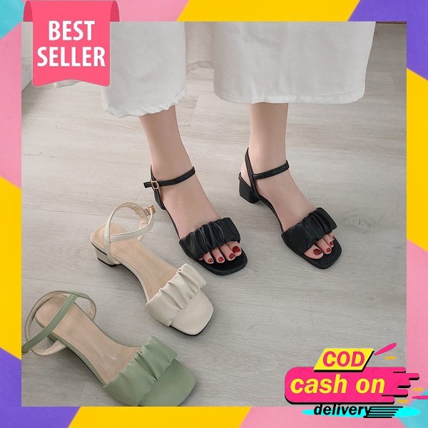 Sepatu Pita Hak Tinggi Wanita Zr Satin Platinum Ribbon High Heels 9,5Cm Premium Import, Hitam Black 