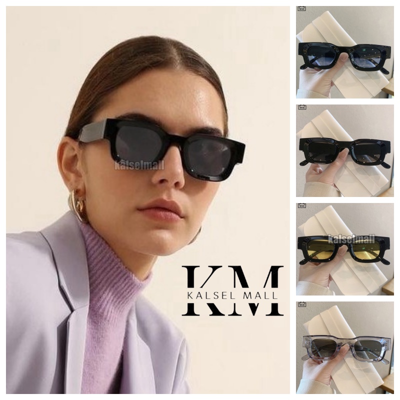 Kacamata Hitam Warna Pria Wanita Sunglasses Anti Radiasi dan UV Ultraviolet Fashion Eyewear Kecamata Andin Bentuk Frame Besar Oval Kotak Kcamata Full Black Itam Touring Motor Pantai Anti Silau Matahari Fashion Keren Bulat Lonjong Metal Cewek KCH36