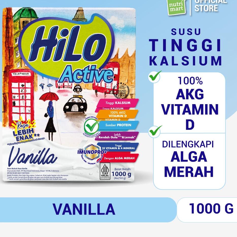 

☁ HiLo Active Vanilla 1000 gram - Susu Tinggi Kalsium Lebih Rendah Lemak ✷