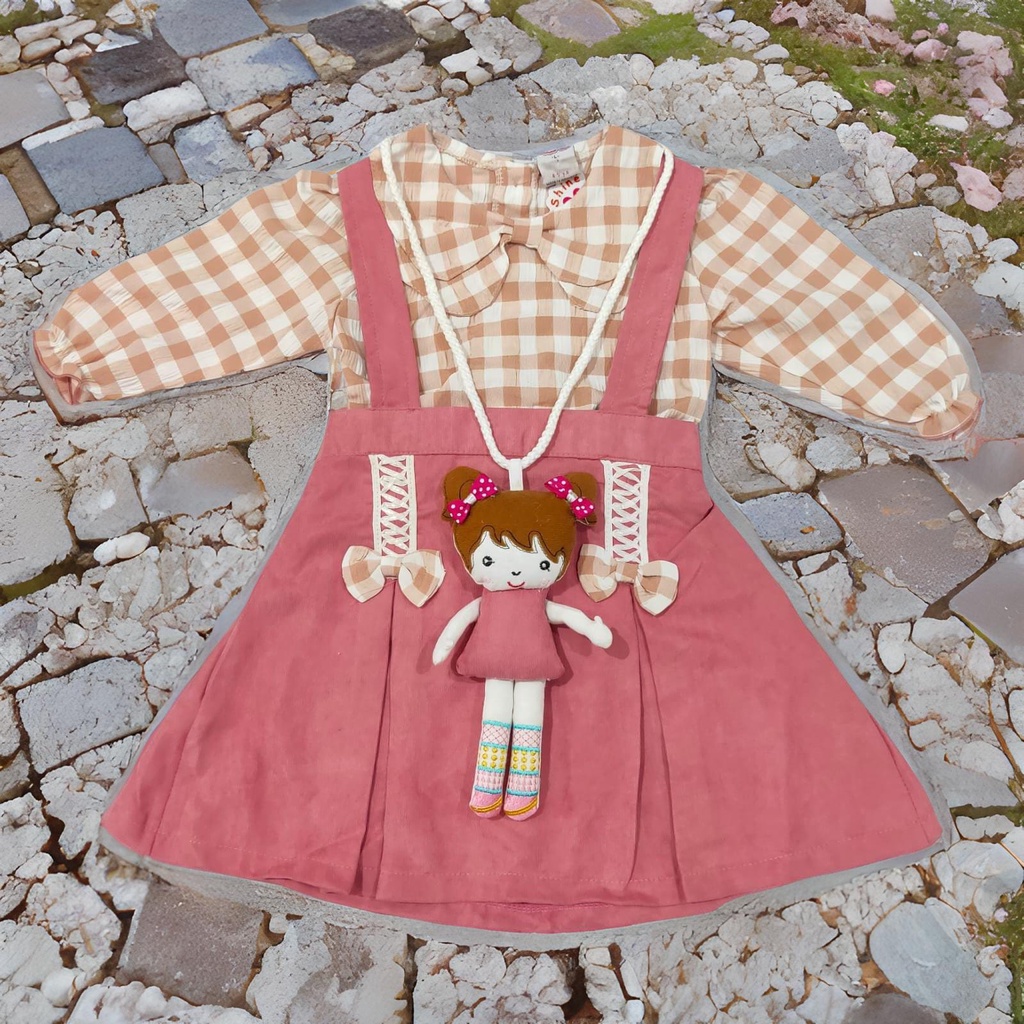 Rok Oval Kerah  Kemeja Kotak 2-3 tahun Baju Anak Perempuan 2-3 THN