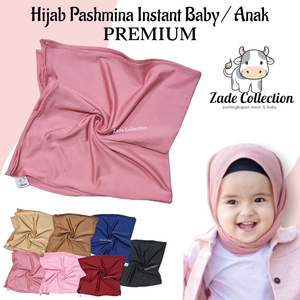 Hijab anak bayi Pashmina instan PREMIUM Zade Collection kerudung anak jilbab bayi jahitan dagu kupluk penutup kepala bayi