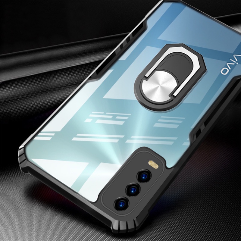 Holder Casing VIVO Z1 V11 Pro Y02 Y35 Y02S Y35 Y16 Y50 Y30 Y30i Y73 Y19 Y5S Y17 Y15 Y12 Y11 Y12i Y20 Y20S Y20i Y12S Y21 Y33S Y21S Y21A V21 V21E Z5X 4G 5G Case Anti Jatuh Stand Penyangga Transparan SoftCase