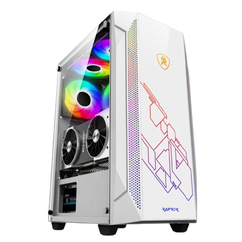 Power Up Casing Raptor Transformer FREEDOM Mid Tower ATX With 3 Fan Case ARGB Tempered Glass