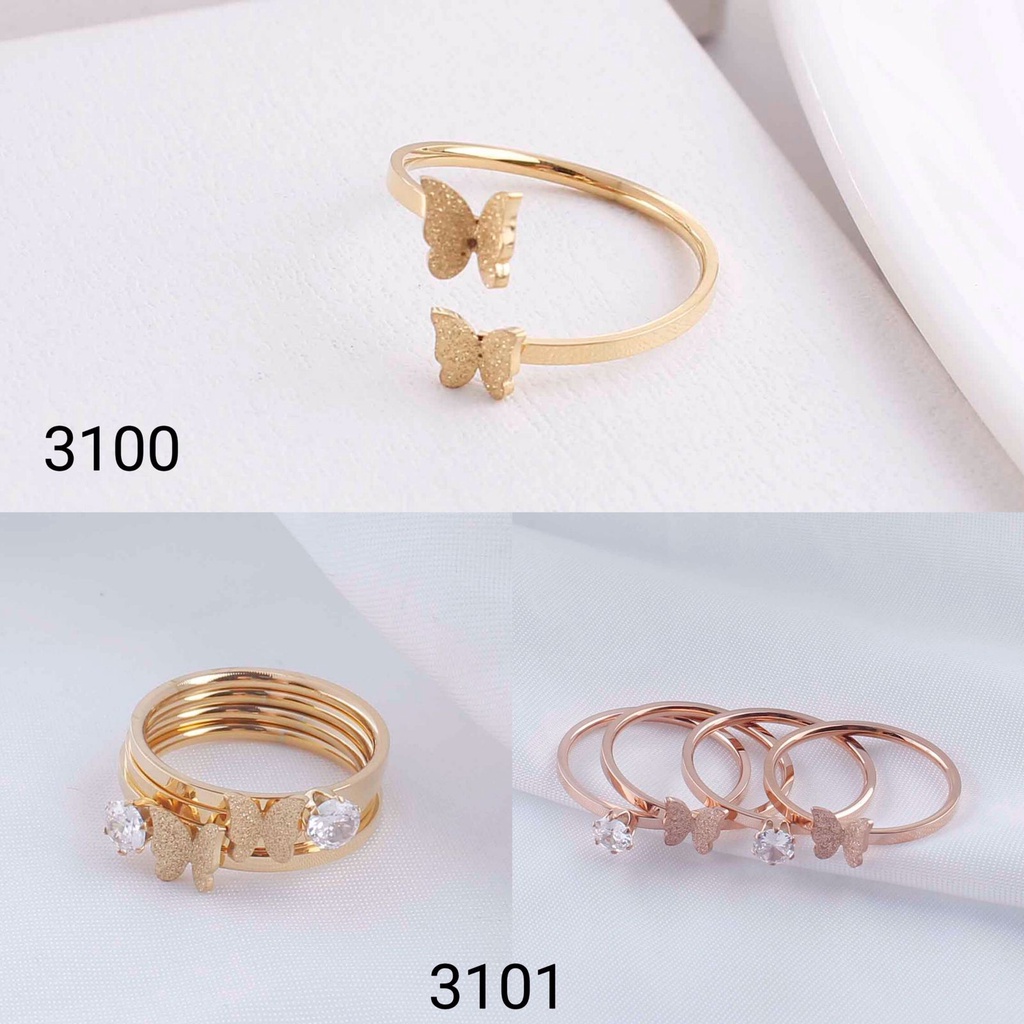 Cincin Titanium Kupu Permata Cantik Perhiasan Fashion 2316/1806