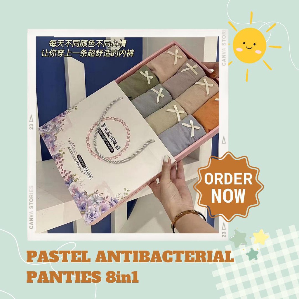 CD PASTEL ANTIBACTERIAL PANTIES 8in1 | SATU BOX ISI 8 PCS CD CANTIK WARNA PASTEL