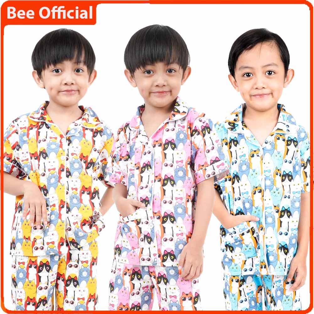 BEE - Piyama Anak CP Setelan Baju Tidur Anak Bahan Katun Motif Karakter 1010