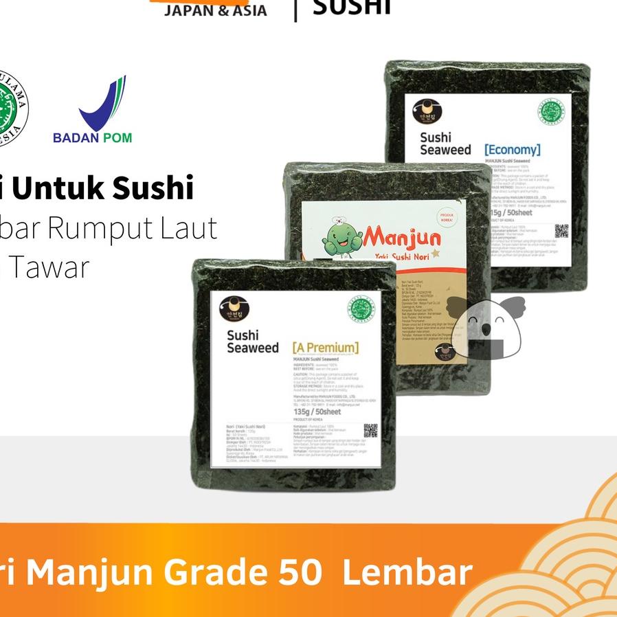 

◄ MANJUN Sushi Nori Kimbab 50 S Halal │ Nori Gimbab Import Lembar Rumput Laut ✺