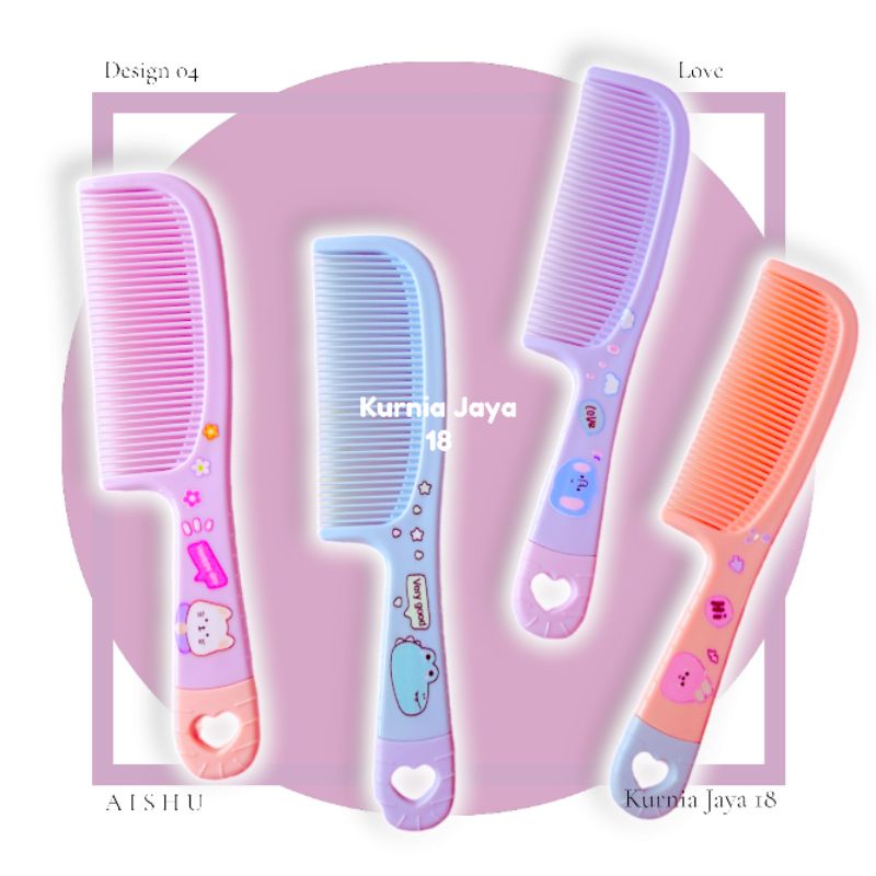 Sisir Fancy Karakter Premium / Sisir Rambut Karakter / Hair Comb / Sisir Aishu Tebal warna doff