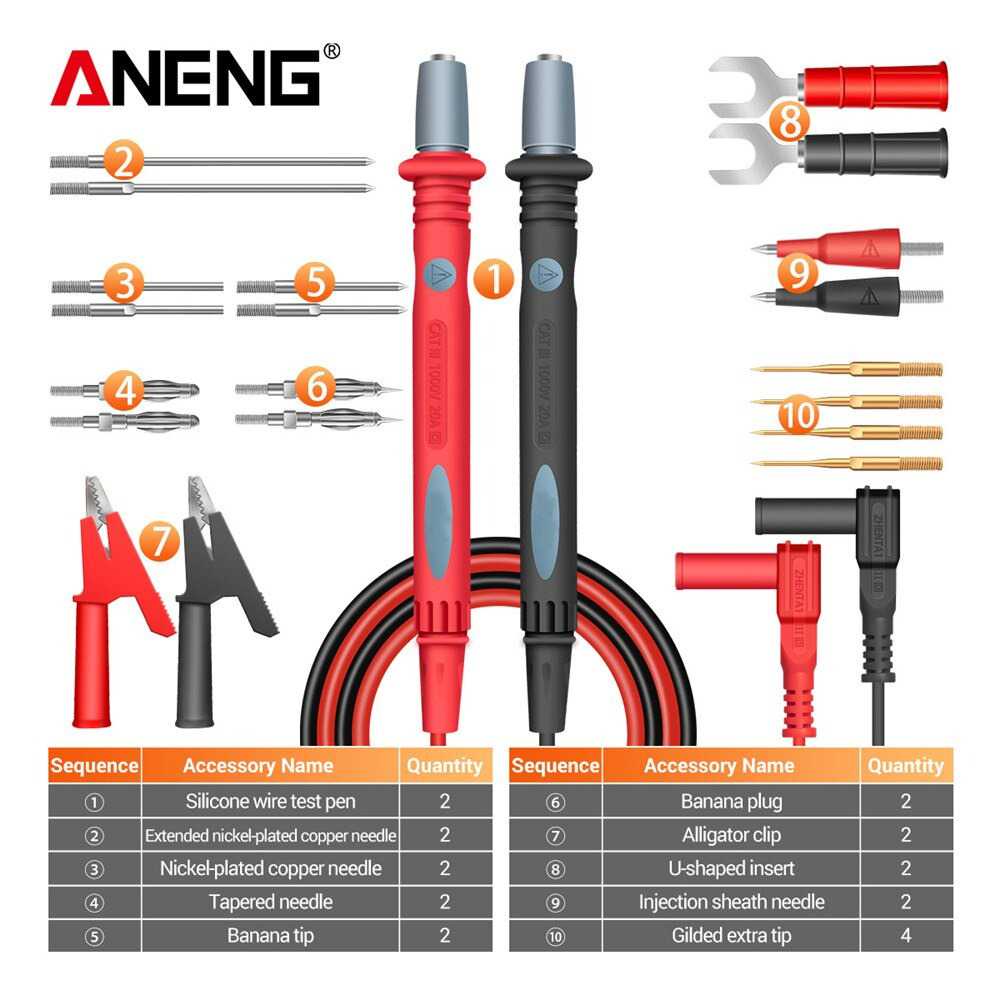 (BISA COD) FTIHSHP ANENG Kabel Digital Multimeter Test Lead Needle Kit 1000V - PT1028