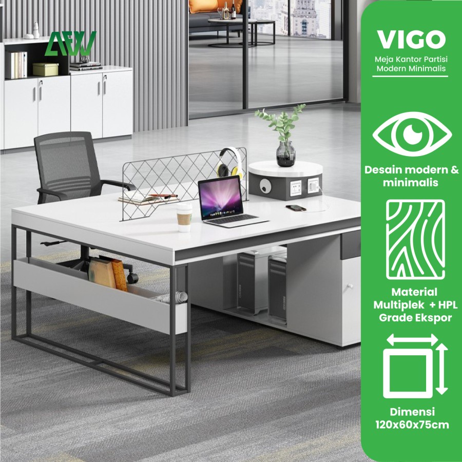 VIGO Workstation Workdesk Office Meja Kantor Partisi Modern Minimalis
