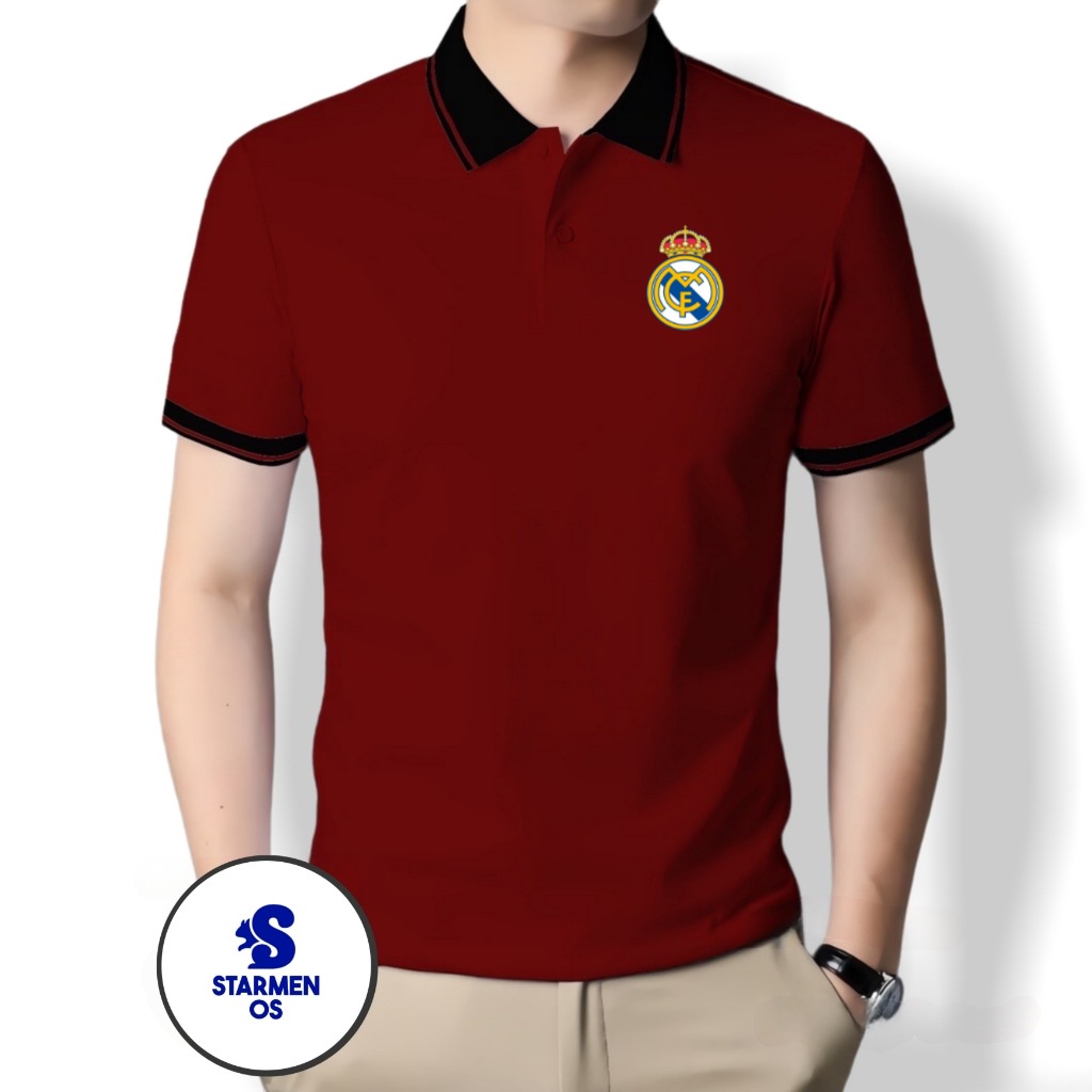 Kaos Wangki Polo Atasan Tshirt Pria Kerah Wangki Big List LOGO REAL MADRID