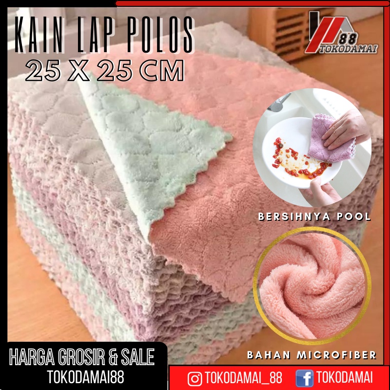 Kain Lap CORAK 25 X 25 CM Meja Piring Dapur Anti Minyak Kain Lap Microfiber Serbaguna