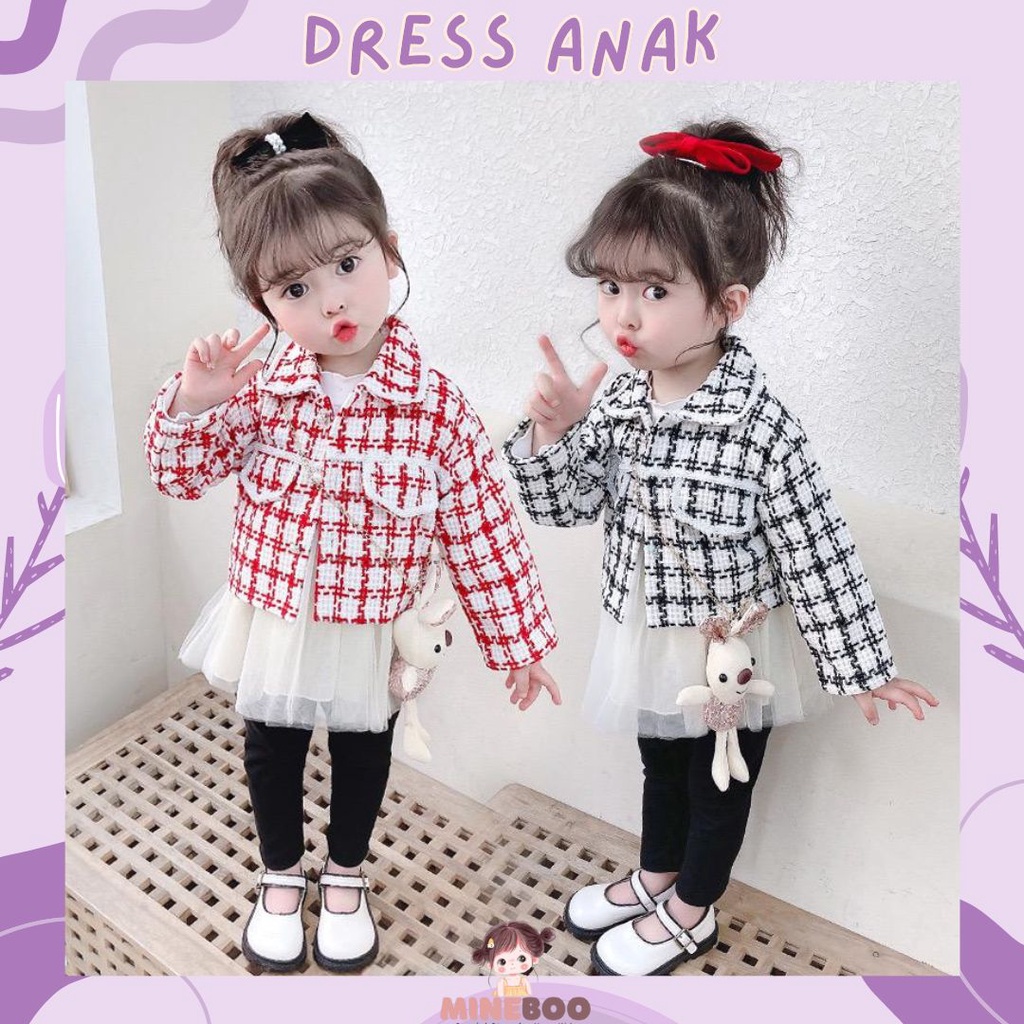 mineboo - DRESS CESY BUNNY VEST EBV Free Dolls Baju Blouse Free Gift Dress Anak Perempuan Import Dress anak/Bayi Perempuan Gaun