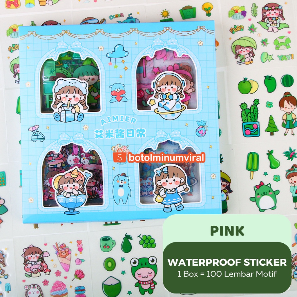 Sticker Viral 100 pcs Momo Aimier Box Waterproof Lucu Anti Air Korea