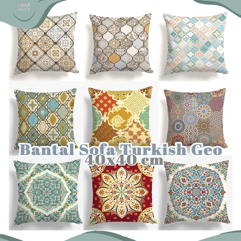 Bantal Sofa Print Motif Turkish Geo 40x40cm Pillow Cushion Grabandgift