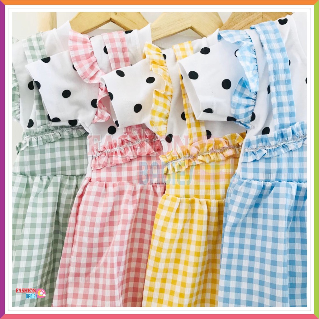 DRESS ANAK MOTIF KOTAK POLKA PAT072-356