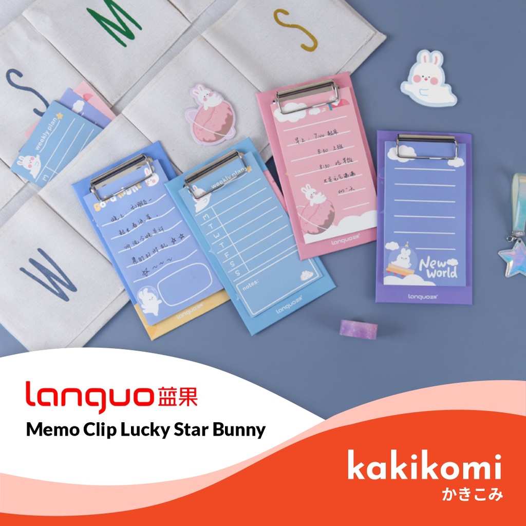 

Notes 30 Lembar + Papan Klip Languo Lucky Star Bunny Memo Clip Board