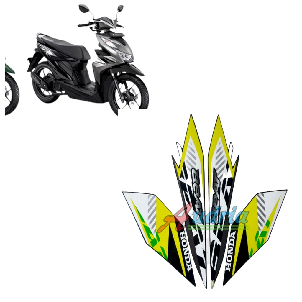 striping stiker motor honda beat fi 2023 full hitam-kuning