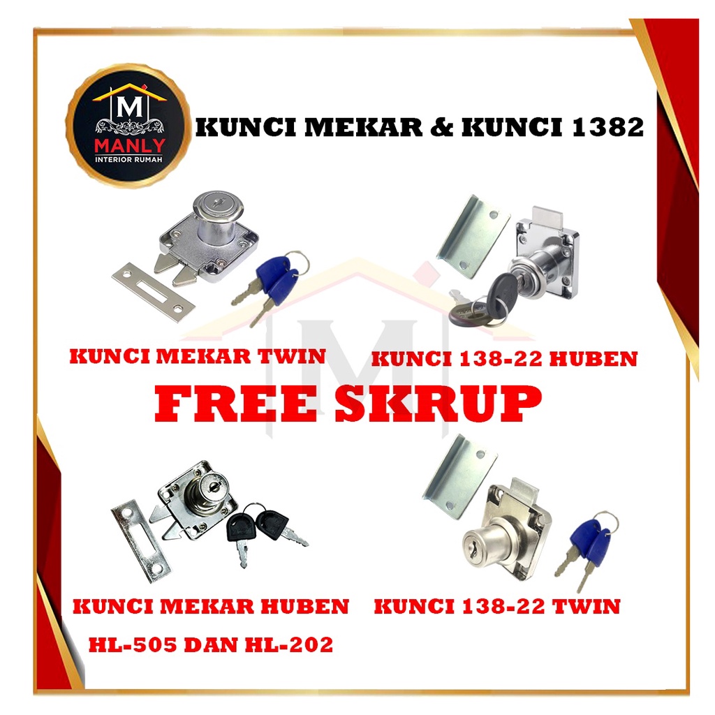 Kunci Laci Mekar 202 Mekar HL 505 Lemari Pintu Geser Sliding Laci Loker / Kunci Loker Lemari Camlock 138 - 22 ...