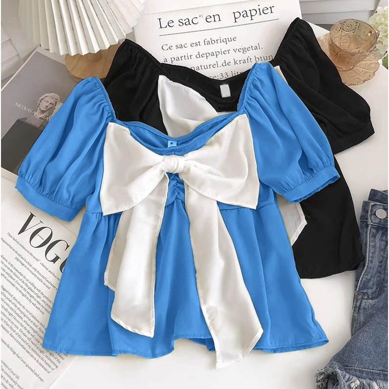 FWG - BLOUSE NAILA RIBBON / BLOUSE WANITA / BLUS / BAJU ATASAN WANITA / BLOUSE KOREAN STYLE / BAJU WANITA