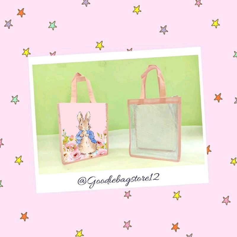 Tas kelinci / tote bag pvc / souvenir ultah / tote bag ultah anak / rabbit bag / pvc bag birthday ne