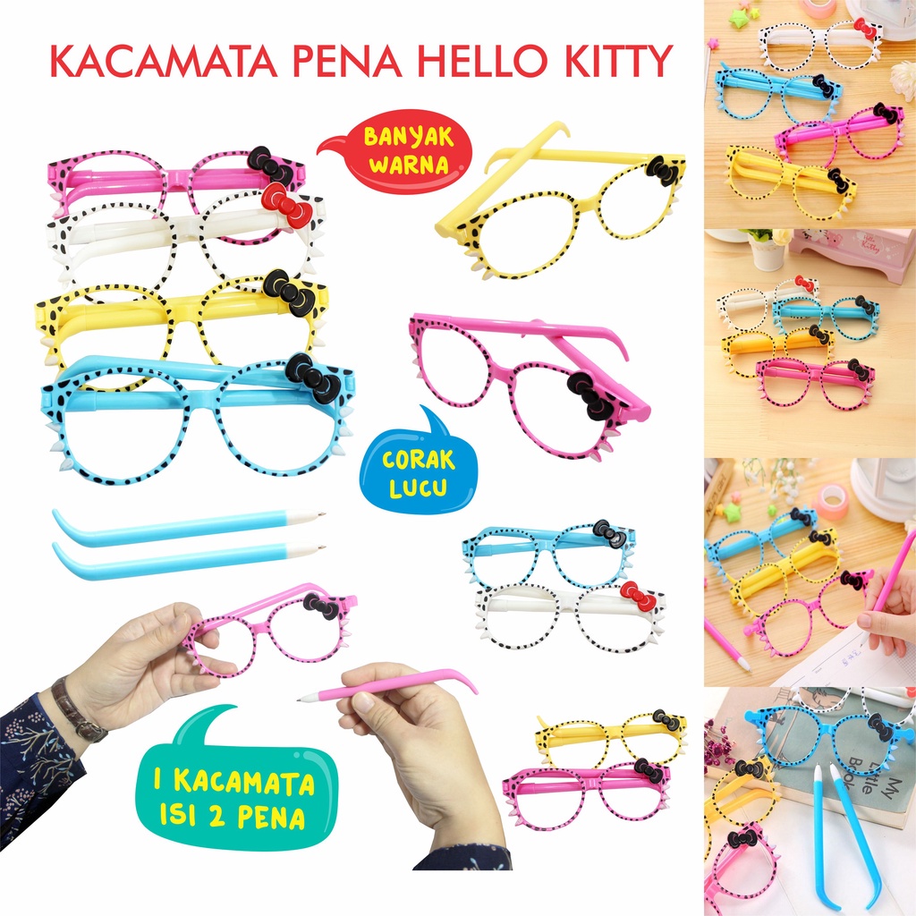 Kacamata Pena Anak Hello Kitty 2 Pena Kanan kiri Motif Lucu Warna