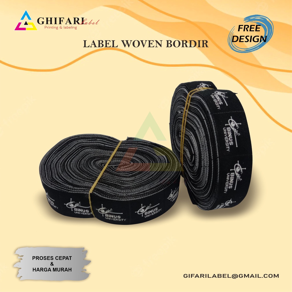 

3x4cm / woven label / Label Bordir / label hijab / label baju / label merek / label pakaian / label custom / label gamis