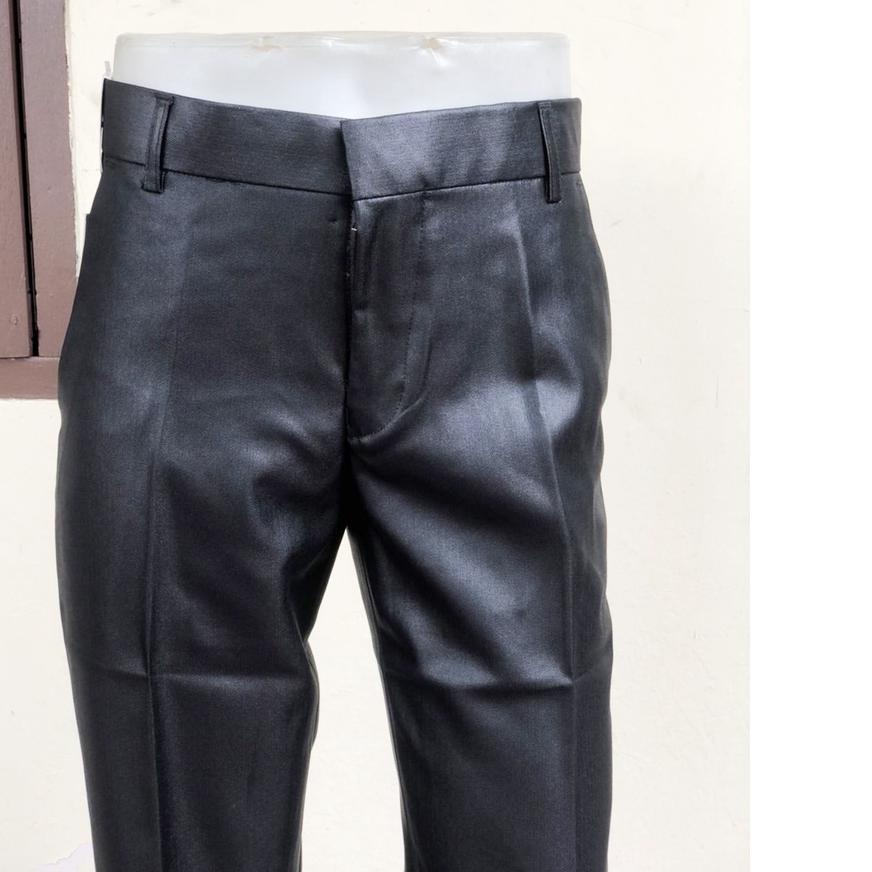 ♢ celana bahan dasar mengkilap slimfit pria / celana formal metalik pria slimfit ◊