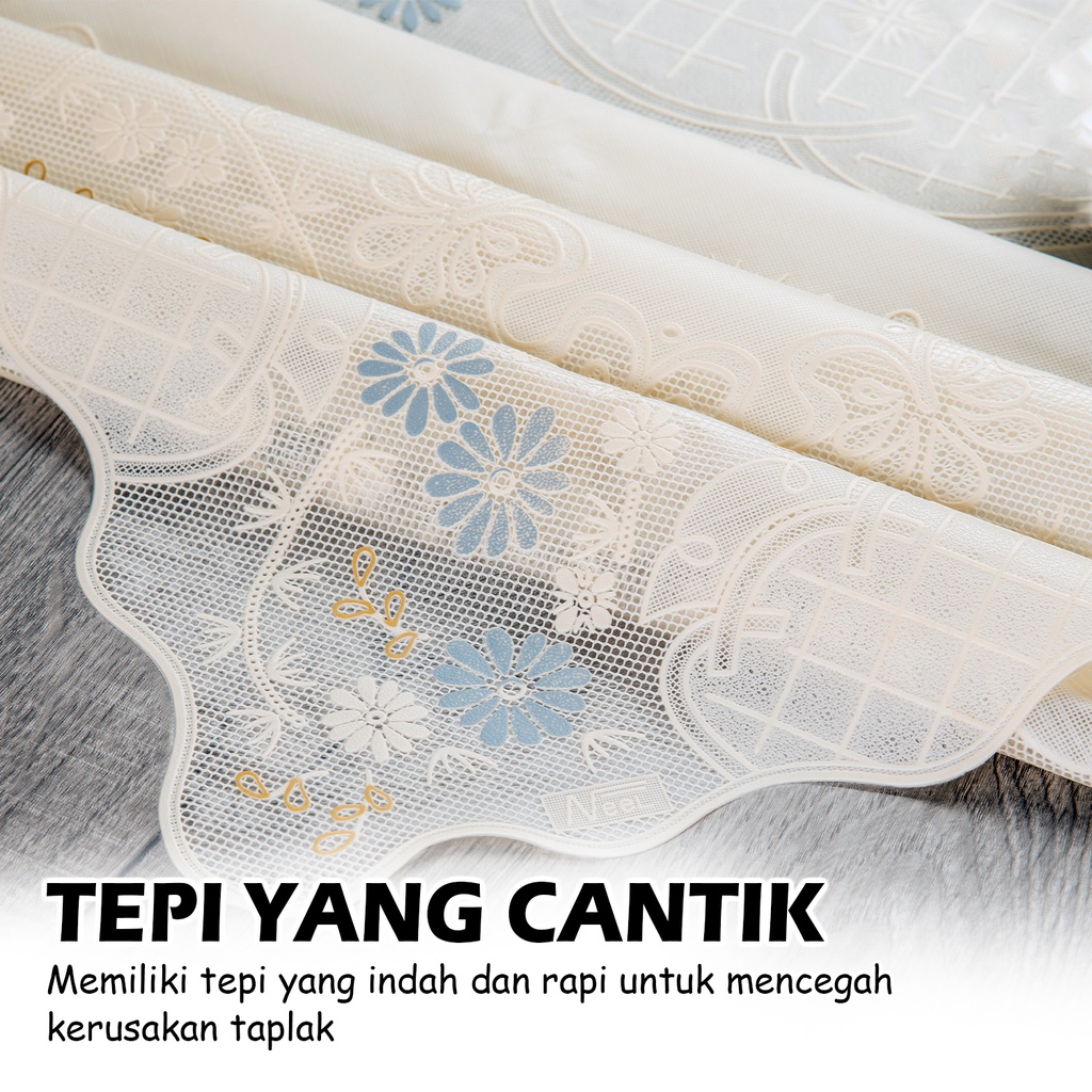 COD -  Taplak Meja Makan Motif Bunga Bunga Ukuran 170cmx120cm Bahan PVC - D40-A