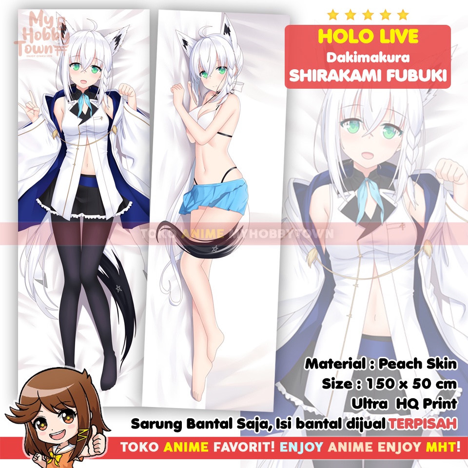 Sarung Bantal Anime Dakimakura VTuber Holo Live : Shirakami Fubuki