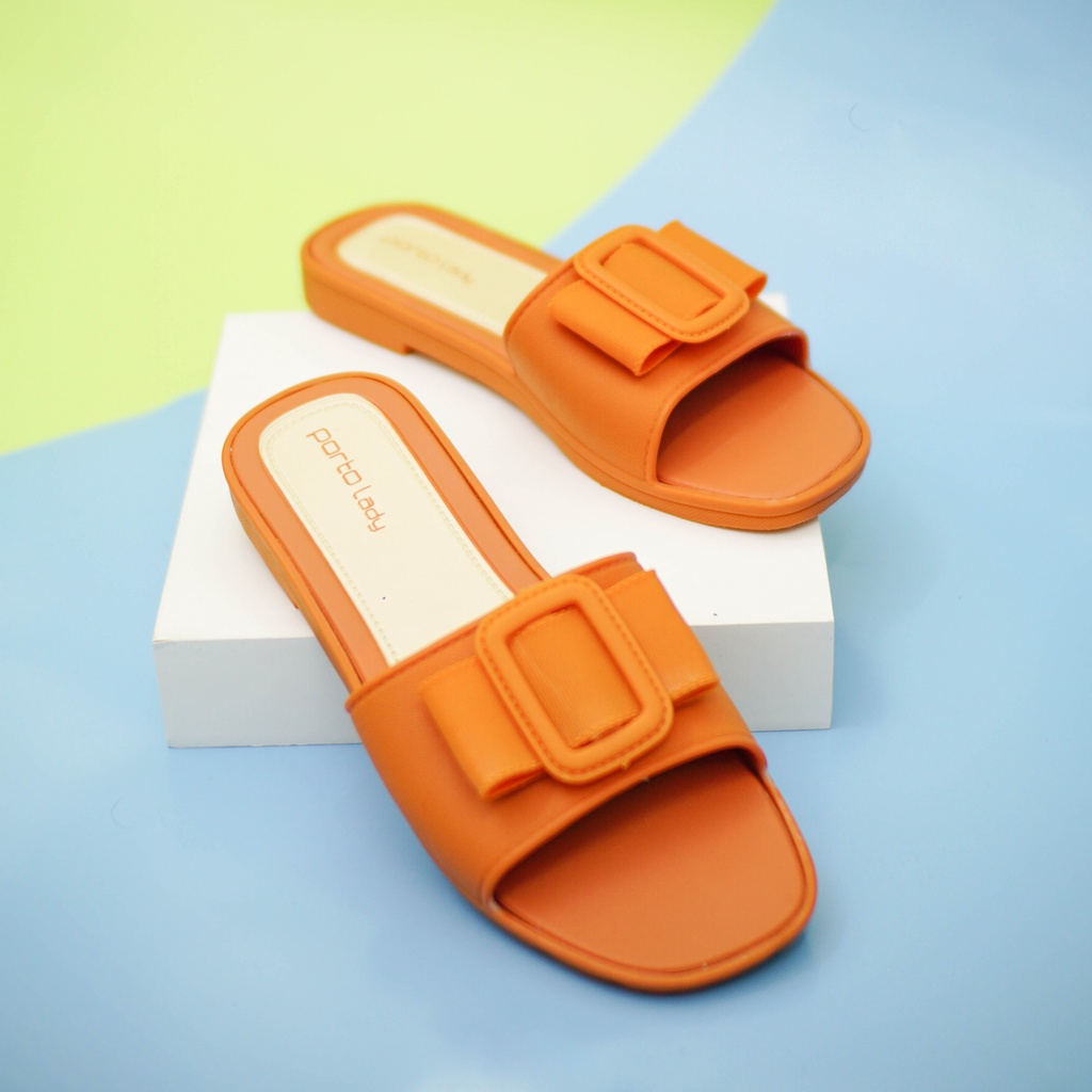 ANT-3 - Porto Leveling Sandal Selop Wanita Korea Flat Karet Nyaman Empuk Casual Terbaru Porto Lady