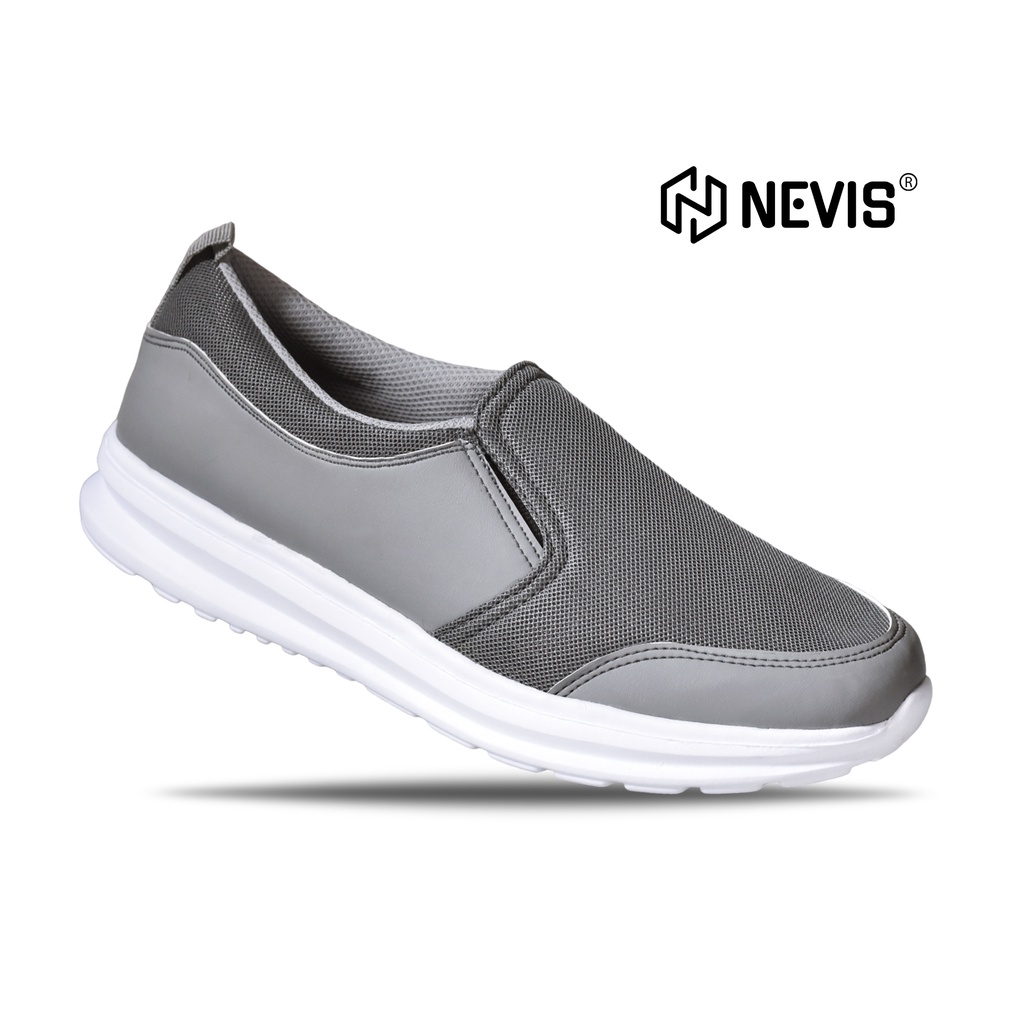 Sepatu Slip On Slop Pria Original Nevis NVS 87 Sepatu Jumbo Big Size 39-46 Sepatu Sport Olahraga Santai Sekolah Full Black Hitam Polos