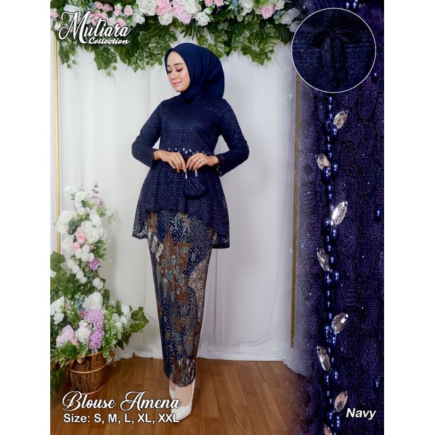 Permata Olshop / Kebaya Blouse Ameena MK / Kebaya Wisuda / Kebaya Brukat Payet Mewah / Kebaya Kondangan / Kebaya Lamaran