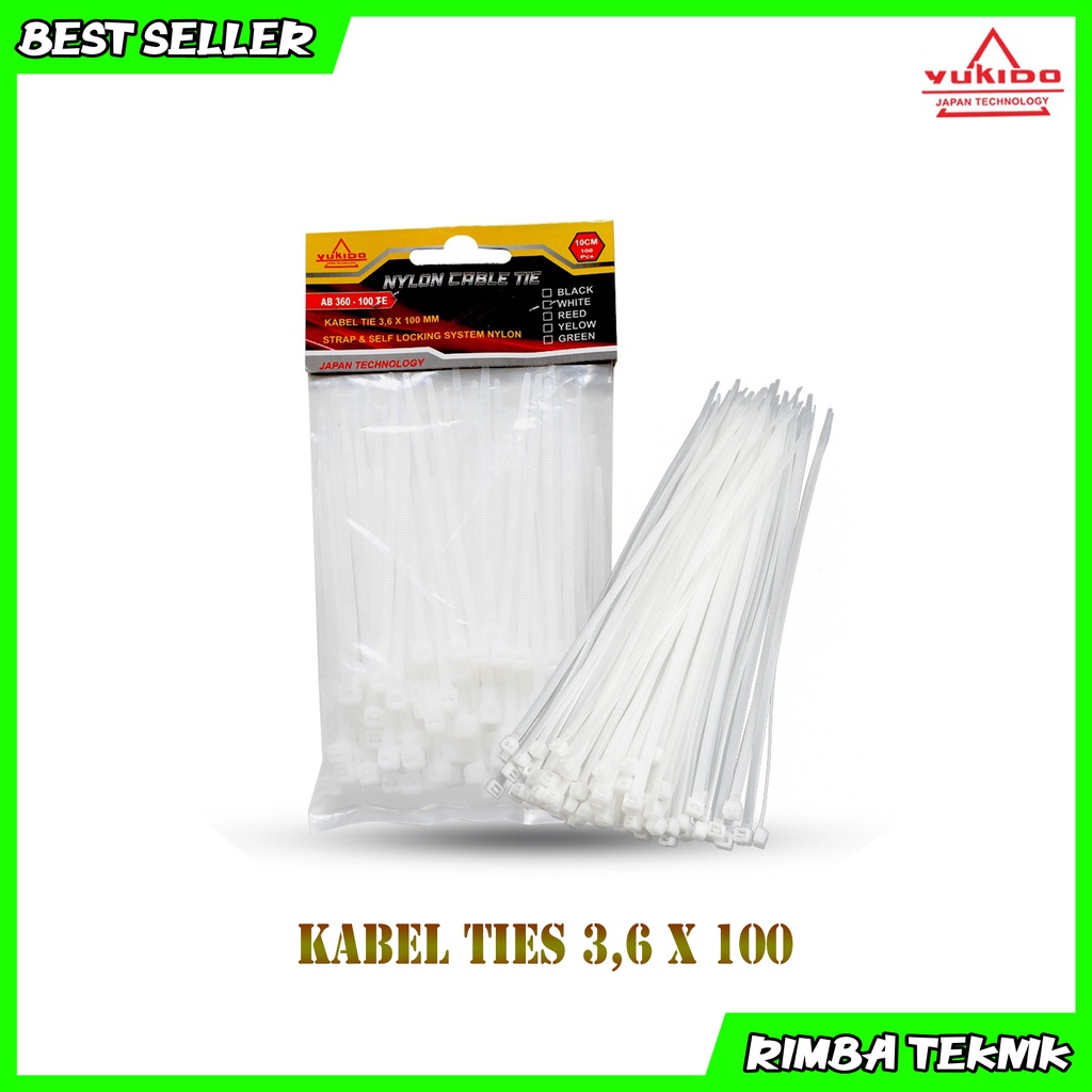 Kabel Ties Putih 3.6x100mm / 10cm 1 Pack Isi 100pcs Cable tie/kabel tis Nylon