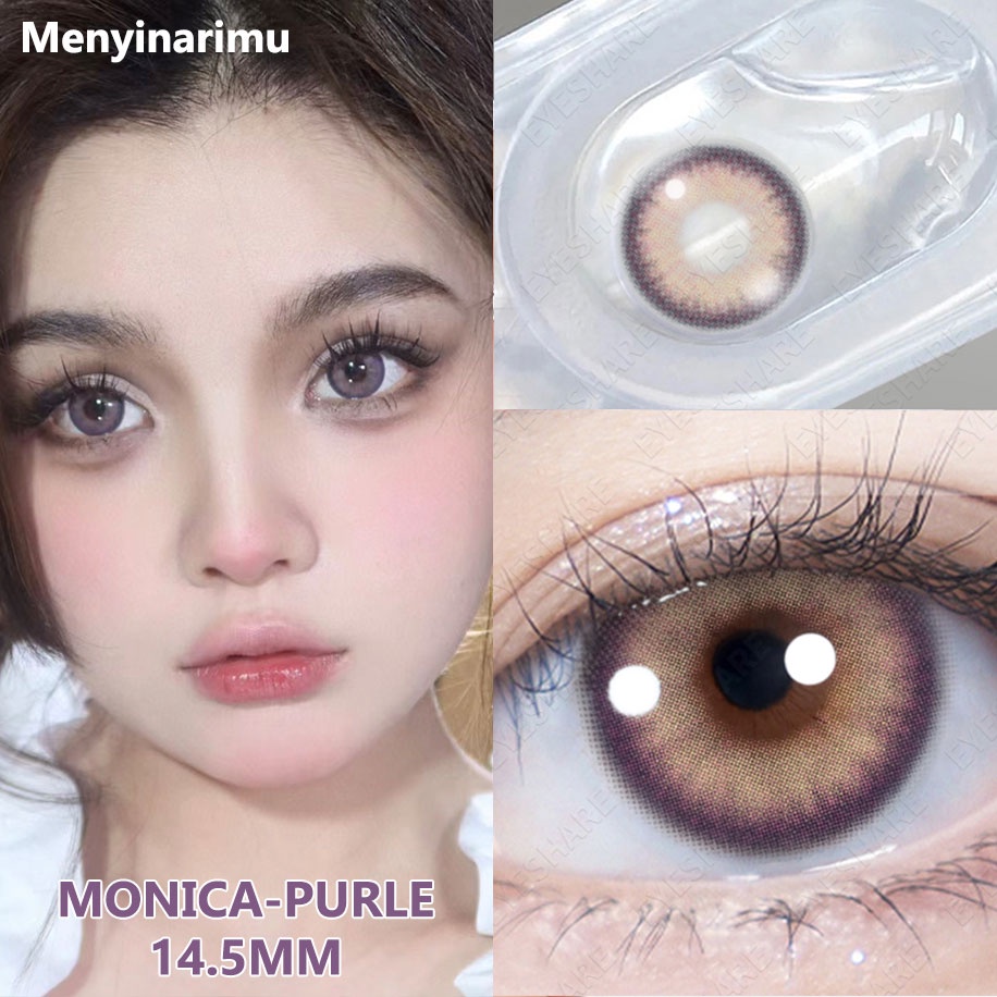 Lensa Kontak Gradien[COD]~SOFTLENS MONICA PURPLE INNOCENT NORMAL &amp; MINUS BY EXOTICON BIG EYES 14.5MM WARNA PERI MUSIM PANAS BLUE BROWN GRAY Softlen Soflen Soflens