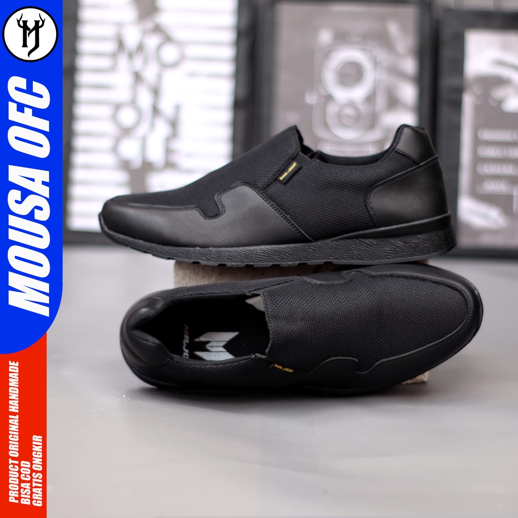 Sepatu Loafers Formal Pantofel Slip On Pria Kasual Hitam Mousa Wanmed