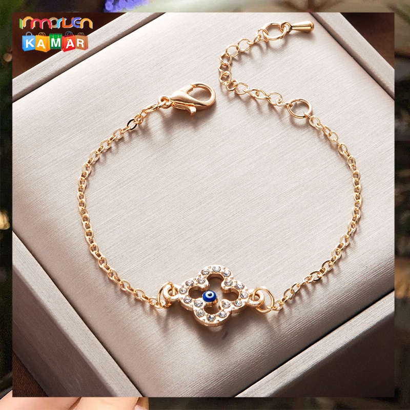 Gelang Titanium Wanita Liontin Clover Titanium Fashion Korea