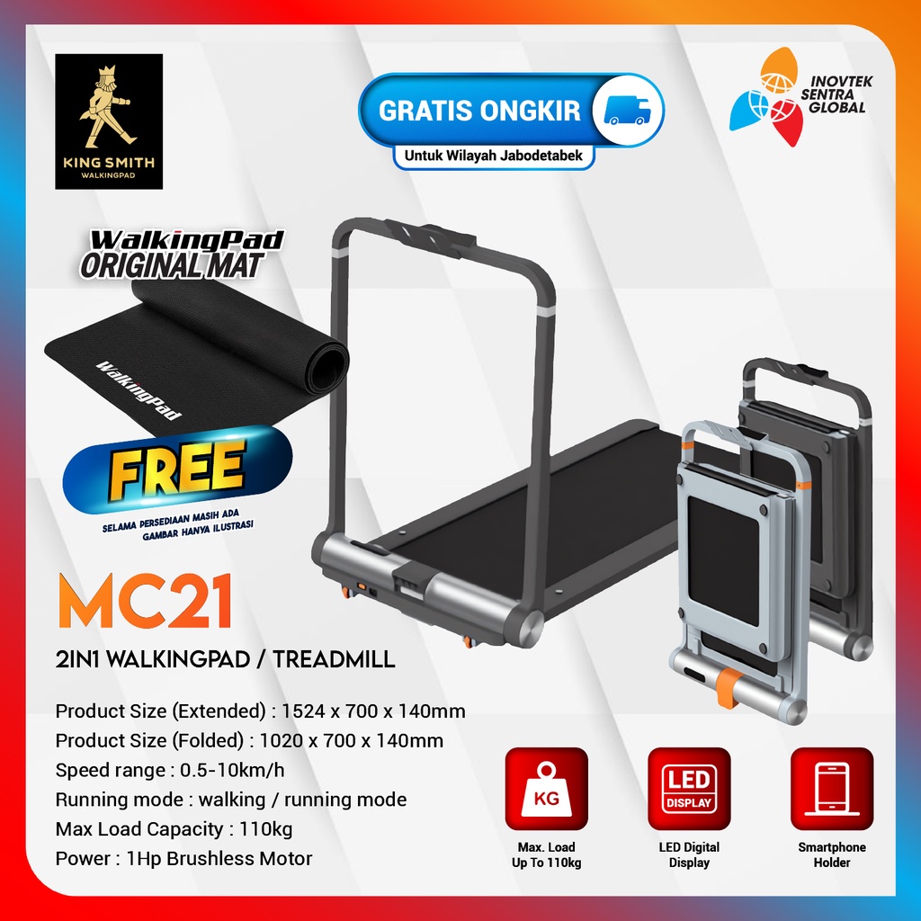 Kingsmith Walkingpad MC21 Smart Foldable Treadmill - Alat Fitness Lari
